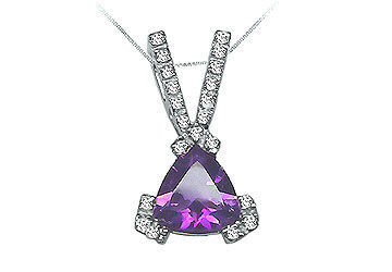 Amethyst and Diamond Pendant  14K White Gold - 1.25 CT TGW