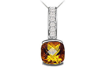 Citrine and Diamond Pendant : 14K White Gold - 2.50 CT TGW