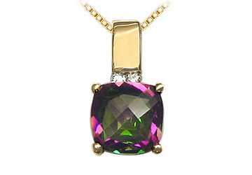 Mystic Topaz and Diamond Pendant  14K Yellow Gold - 3.50 CT TGW