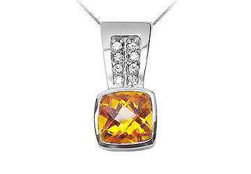 Citrine and Diamond Pendant : 14K White Gold - 2.25 CT TGW
