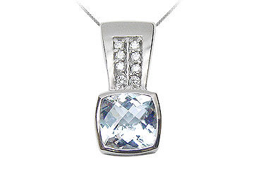Aquamarine and Diamond Pendant : 14K White Gold - 2.50 CT TGW