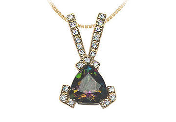 Mystic Topaz and Diamond Pendant  14K Yellow Gold - 1.10 CT TGW