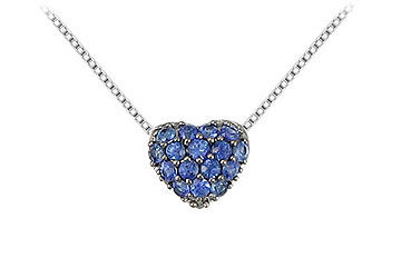 Blue Sapphire Pendant  14K White Gold - 0.50 CT TGW