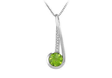 Peridot and Diamond Pendant : 14K White Gold - 4.00 CT TGW