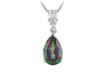 Mystic Topaz and Diamond Pendant  14K White Gold - 2.00 CT TGW