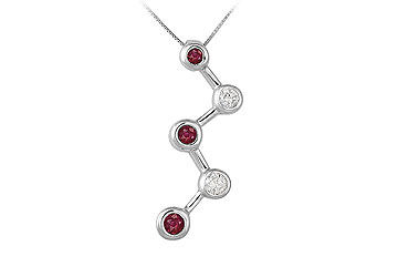 Ruby and Diamond Pendant  14K White Gold - 0.50 CT TGW
