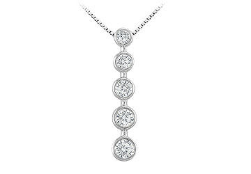 Bezel Diamond Journey Pendant  14K White Gold - 1.00 CT Diamonds