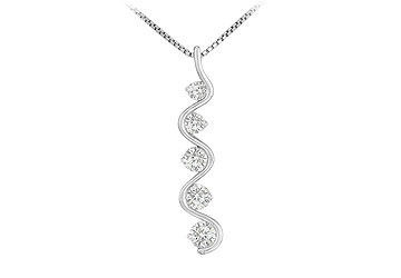 Diamond Journey Pendant  14K White Gold - 1.00 CT Diamonds
