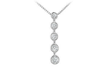 Bezel Diamond Journey Pendant  14K White Gold - 0.50 CT Diamonds