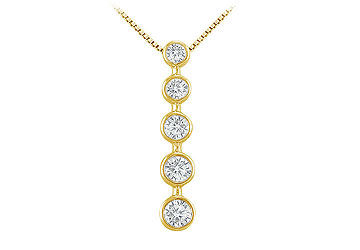 Bezel Diamond Journey Pendant  14K Yellow Gold - 1.00 CT Diamonds