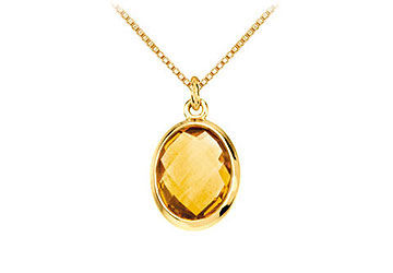 Genuine Citrine Charm Pendant 14K Yellow Gold - 1.00 CT TGW