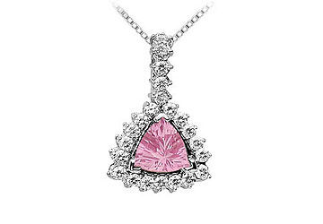 Pink Topaz and Diamond Pendant  14K White Gold - 0.75 CT TGW