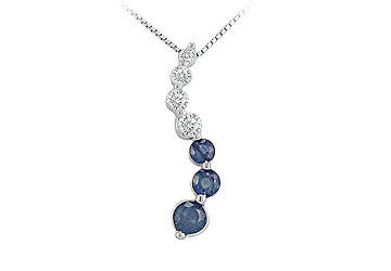 Sapphire and Diamond Journey Pendant  14K White Gold - 1.50 CT TGW