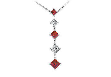 Ruby and Diamond Journey Pendant  14K White Gold - 1.00 CT TGW