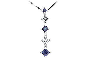 Sapphire and Diamond Journey Pendant  14K White Gold - 1.00 CT TGW