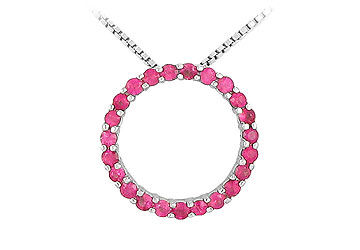 Pink Sapphire Circle Pendant  14K White Gold - 0.50 CT TGW