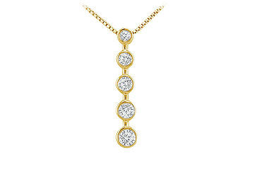 Bezel Diamond Journey Pendant  14K Yellow Gold - 0.50 CT Diamonds