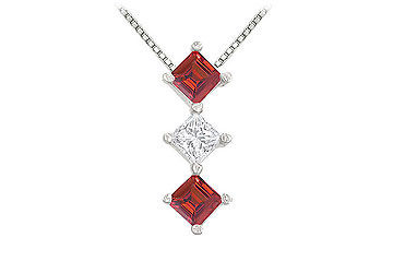 Ruby and Diamond Pendant  14K White Gold - 1.00 CT TGW