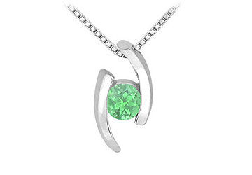 Emerald Pendant  14K White Gold - 0.25 CT TGW