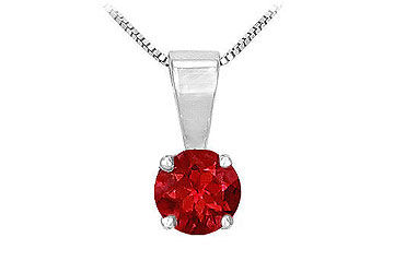 Ruby Solitaire Pendant  14K White Gold - 1.00 CT TGW