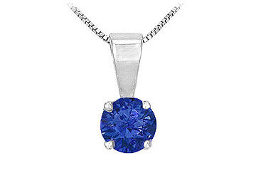 Sapphire Solitaire Pendant  14K White Gold - 1.00 CT TGW