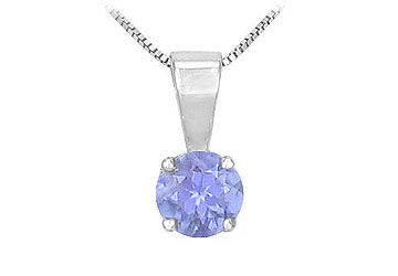 Tanzanite Solitaire Pendant  14K White Gold - 1.00 CT TGW