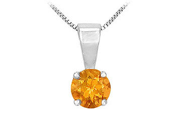 Citrine Solitaire Pendant  14K White Gold - 1.00 CT TGW