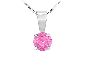Pink Topaz Solitaire Pendant  14K White Gold - 1.00 CT TGW