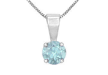 Aquamarine Solitaire Pendant  14K White Gold - 1.00 CT TGW