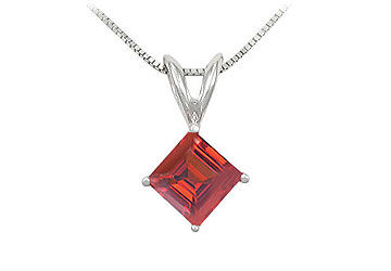 Ruby Solitaire Pendant  14K White Gold - 1.00 CT TGW