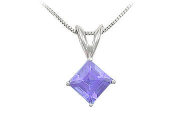 Tanzanite Solitaire Pendant  14K White Gold - 1.00 CT TGW