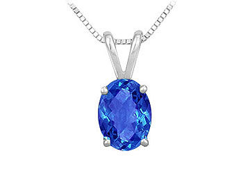 Sapphire Solitaire Pendant  14K White Gold - 1.00 CT TGW