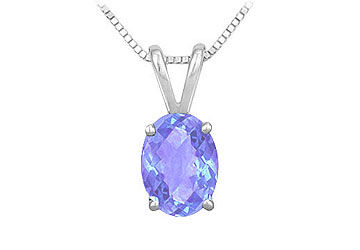 Tanzanite Solitaire Pendant  14K White Gold - 1.00 CT TGW