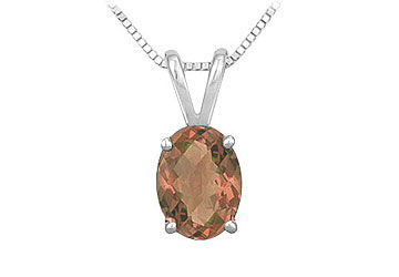Smoky Topaz Solitaire Pendant  14K White Gold - 1.00 CT TGW