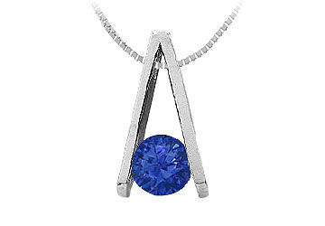 Sapphire A Pendant  14K White Gold - 0.75 CT TGW