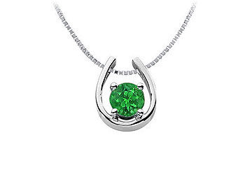 Emerald Horseshoe Pendant  14K White Gold - 1.00 CT TGW