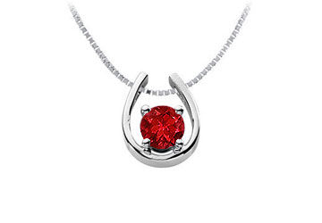 Ruby Horseshoe Pendant  14K White Gold - 1.00 CT TGW