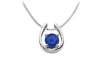 Sapphire Horseshoe Pendant  14K White Gold - 1.00 CT TGW