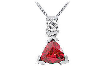 Ruby and Diamond Pendant  14K White Gold - 1.25 CT TGW