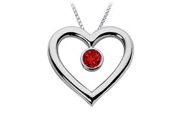 Ruby Heart Pendant  14K White Gold - 0.50 CT TGW
