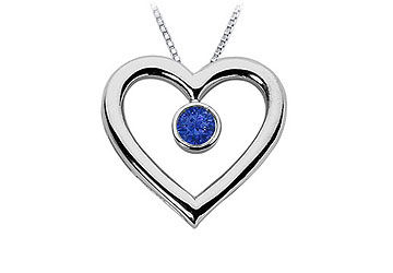 Sapphire Heart Pendant  14K White Gold - 0.50 CT TGW