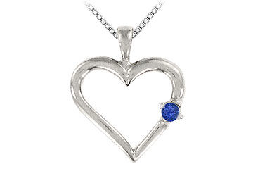 Sapphire Heart Pendant  14K White Gold - 0.05 CT TGW