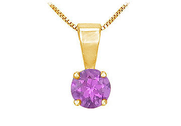 Amethyst Solitaire Pendant  14K Yellow Gold - 1.00 CT TGW
