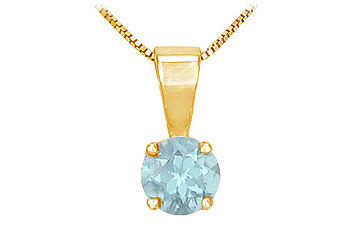Aquamarine Solitaire Pendant  14K Yellow Gold - 1.00 CT TGW