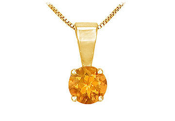 Citrine Solitaire Pendant  14K Yellow Gold - 1.00 CT TGW