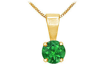 Emerald Solitaire Pendant  14K Yellow Gold - 1.00 CT TGW