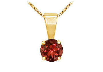 Garnet Solitaire Pendant  14K Yellow Gold - 1.00 CT TGW