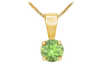 Peridot Solitaire Pendant  14K Yellow Gold - 1.00 CT TGW