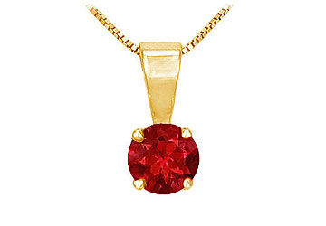 Ruby Solitaire Pendant  14K Yellow Gold - 1.00 CT TGW