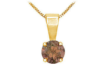Smoky Topaz Solitaire Pendant  14K Yellow Gold - 1.00 CT TGW